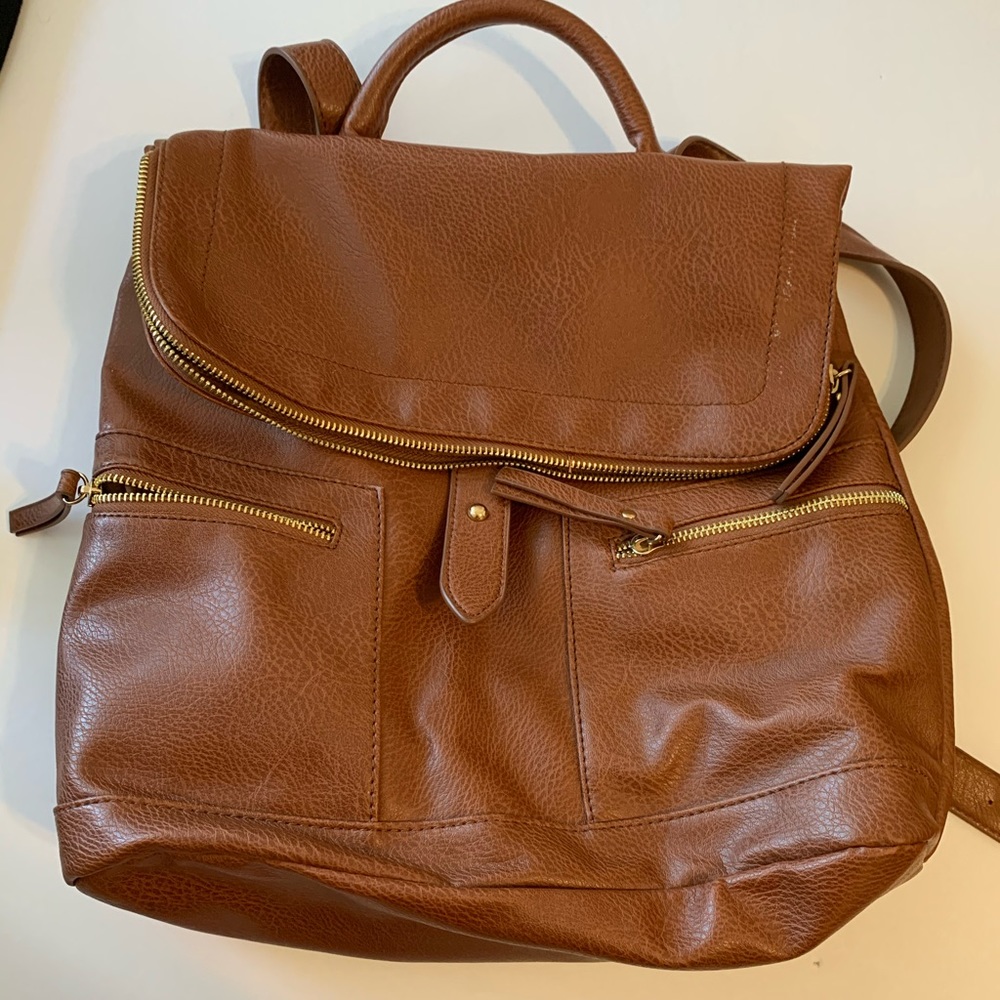 Faux leather backpack
